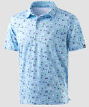 men's dry fit printed golf polo in golf element - fabric detail