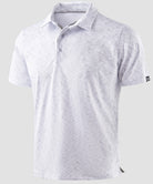 men's dry fit printed golf polo in gray sea wave - fabric detail