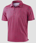 men's dry fit printed golf polo in pink floral - fabric detail