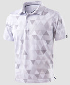 men's dry fit printed golf polo in triangular geometry - fabric detail