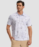 men's dry fit printed golf polo in triangular geometry - front view