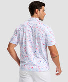 men's dry fit printed golf polo in white ink jet - back view