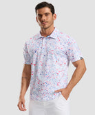 men's dry fit printed golf polo in white ink jet - front view