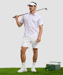 men's dry fit printed golf polo in white ink jet - matching outfits view