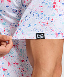 men's dry fit printed golf polo in white ink jet - sleeve detail