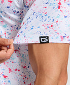 men's dry fit printed golf polo in white ink jet - sleeve detail