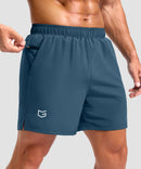 men's elastic waist split hem shorts 5'' in indigo blue - pocket detail view