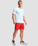 men's elastic waist zipper pockets short 5'' in red - matching outfits view