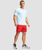 men's elastic waist zipper pockets short 5'' in red - matching outfits view
