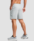 men's elastic waist zipper pockets short 7'' in bright gray - back view