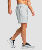 men's elastic waist zipper pockets short 7'' in bright gray - side view