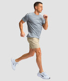men's elastic waist zipper pockets short 7'' in light khaki - matching outfits view