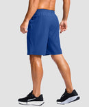 men's elastic waist zipper pockets short 9'' in blue - back view