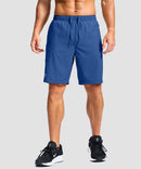 men's elastic waist zipper pockets short 9'' in blue - side view