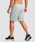 men's elastic waist zipper pockets short 9'' in bright gray - back view