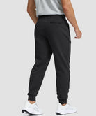 men's fleece-lined cotton joggers in black - back view