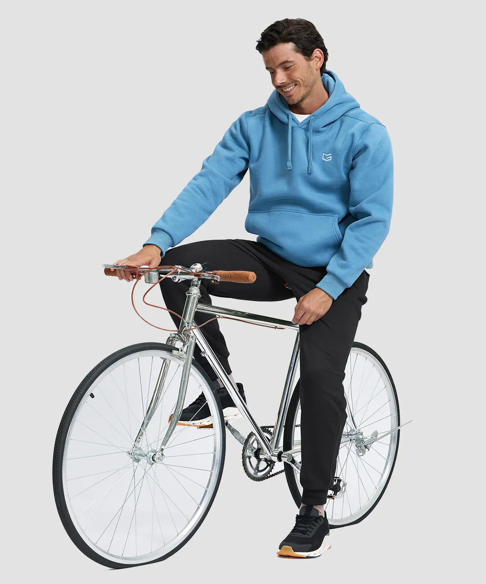 men's fleece-lined cotton joggers in black - matching outfits view