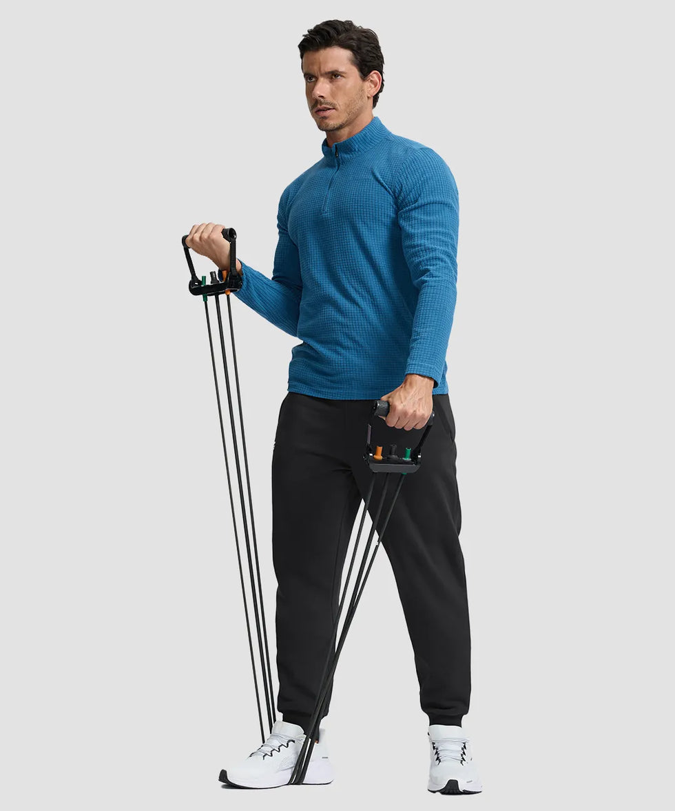 men's fleece-lined cotton joggers in black - side view