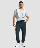 men's fleece-lined cotton joggers in gray - front view