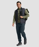 men's fleece-lined cotton joggers in gray - side view