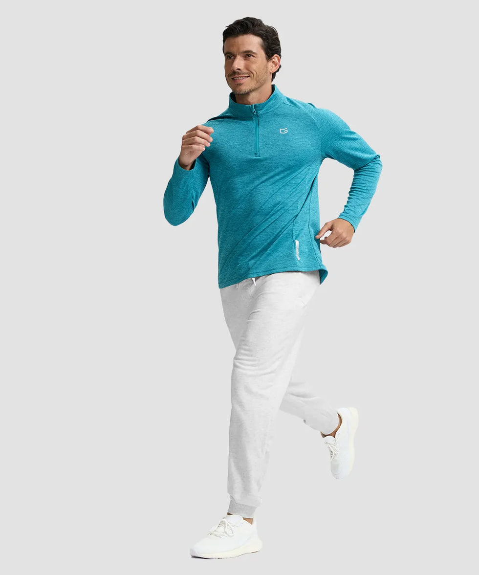 men's fleece-lined cotton joggers in grayish white - side view