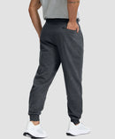 men's fleece-lined cotton joggers in heather charcoal - back view