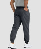 men's fleece-lined cotton joggers in heather charcoal - back view