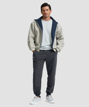 men's fleece-lined cotton joggers in heather charcoal - front view