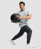 men's fleece-lined cotton joggers in heather charcoal - side view