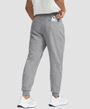 men's fleece-lined cotton joggers in heather light gray - back zipper pocket detail view