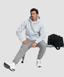 men's fleece-lined cotton joggers in heather light gray - matching outfits view