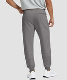 men's fleece-lined cotton joggers in iron gray - back view