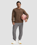 men's fleece-lined cotton joggers in iron gray - front view