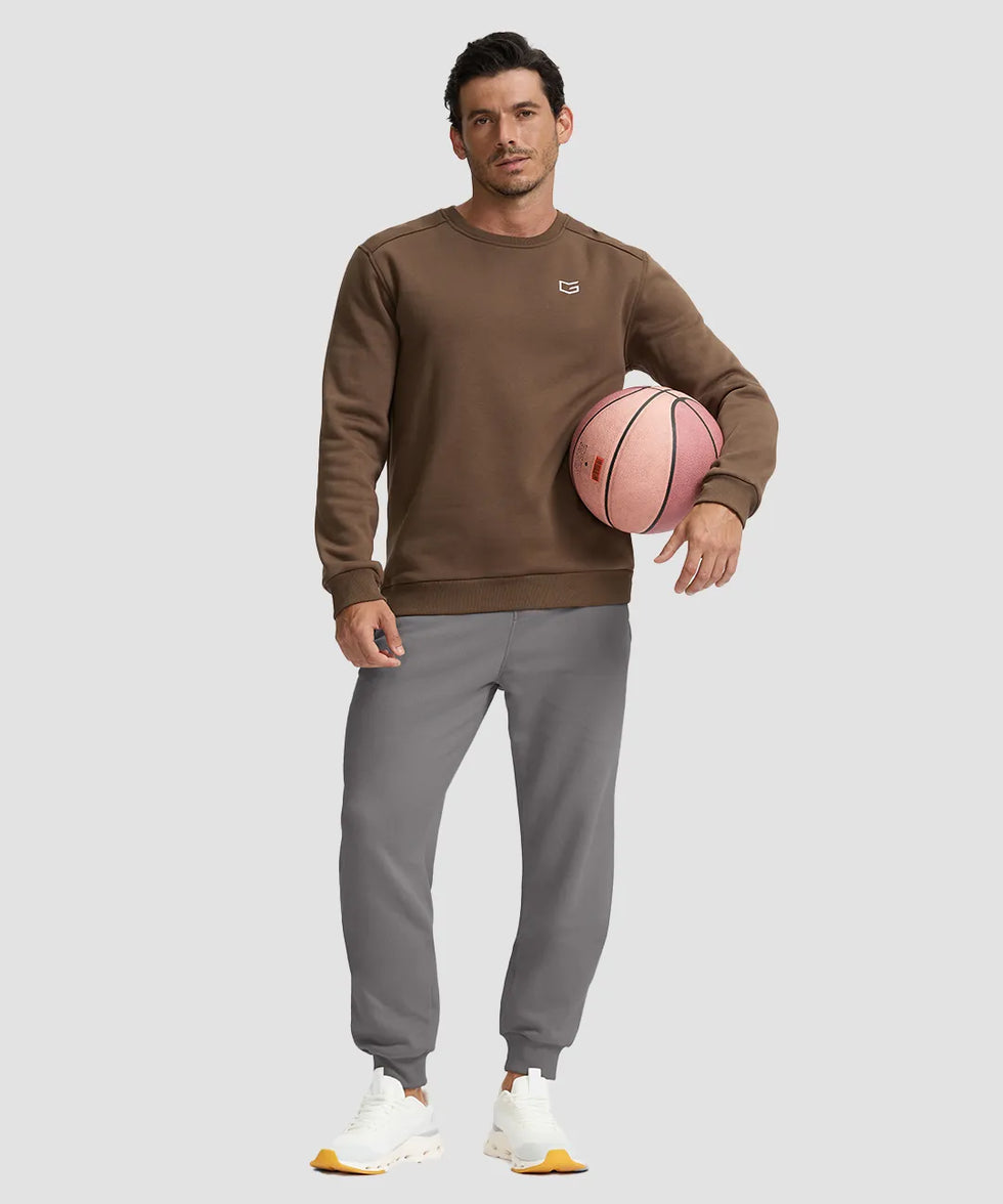 men's fleece-lined cotton joggers in iron gray - front view