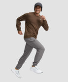 men's fleece-lined cotton joggers in iron gray - side view
