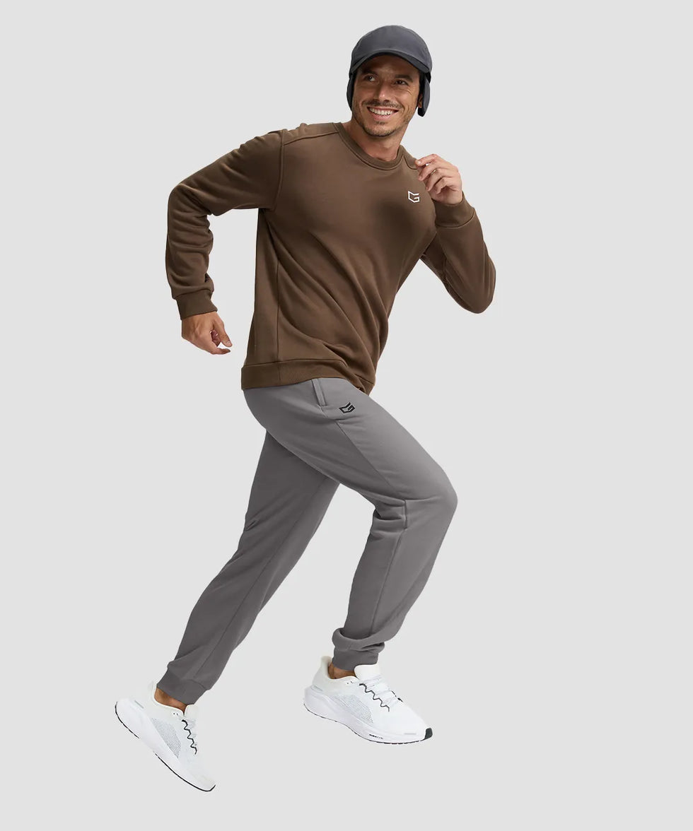men's fleece-lined cotton joggers in iron gray - side view