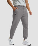 men's fleece-lined cotton joggers in iron gray - zipper pocket detail view