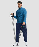men's fleece-lined cotton joggers in navy - front view