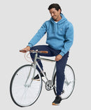 men's fleece-lined cotton joggers in navy - side view