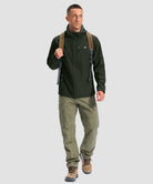 men's fleece-lined hooded softshell jacket in army green - matching outfits view