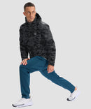 men's fleece-lined hooded softshell jacket in black camo - matching outfits view 