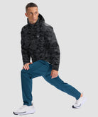 men's fleece-lined hooded softshell jacket in black camo - matching outfits view
