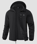 men's fleece-lined hooded softshell jacket in black - fabric detail