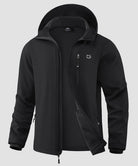 men's fleece-lined hooded softshell jacket in black - fabric detail