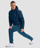 men's fleece-lined hooded softshell jacket in dark blue - matching outfits view