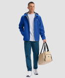 men's fleece-lined hooded softshell jacket in deep royal blue - matching outfits view 