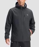 men's fleece-lined hooded softshell jacket in gray - front view