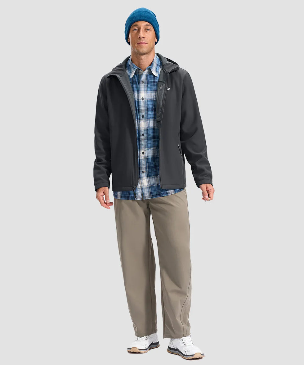 men's fleece-lined hooded softshell jacket in gray - matching outfits view
