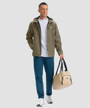 men's fleece-lined hooded softshell jacket in olive khaki - matching outfits view