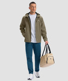 men's fleece-lined hooded softshell jacket in olive khaki - matching outfits view